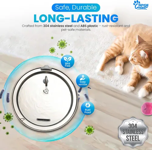 Vista 3 de Fuente de agua para perros de acero inoxidable, dispensador de agua automático grande de 8 litros para gatos, perros y otras mascotas, fuente