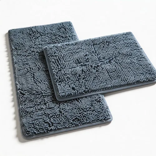 Vista 15 de Juegos de Alfombras de Baño de 2 Piezas de Chenilla Suave Antideslizantes Alfombras de Baño Absorbentes Peludas, Alfombra de Bañera, Alfombras Gris