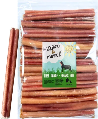 Vista 18 de BULLYSTICKS & MORE Bully Sticks de 6 pulgadas (regulares, paquete de 16 unidades), palitos para perros medianos 100% carne de res alimentada