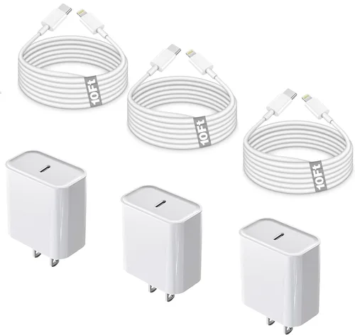 Vista 11 de [Certificado MFi de Apple] Cargador de iPhone 14 de Carga Rápida, Bloque de Cargador USB C Quick Type con Cable de Carga USB C a Lightning de 10