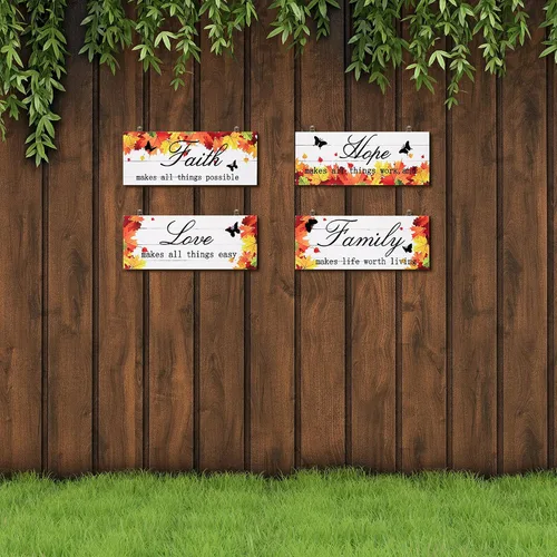 Vista 6 de 4 decoraciones de otoño de 10 x 4 pulgadas para decoración de pared