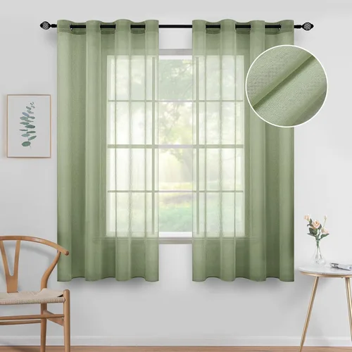 Vista 29 de MIULEE 2 paneles de cortinas semitransparentes beige para ventana, elegantes con ojales en la parte superior, cortinas de gasa