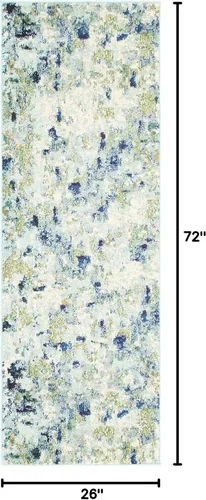 Vista 3 de Unique Loom Chromatic Collection Alfombra de Área - Champagne (2' 2" x 6' Runner, Azul Claro/Azul)
