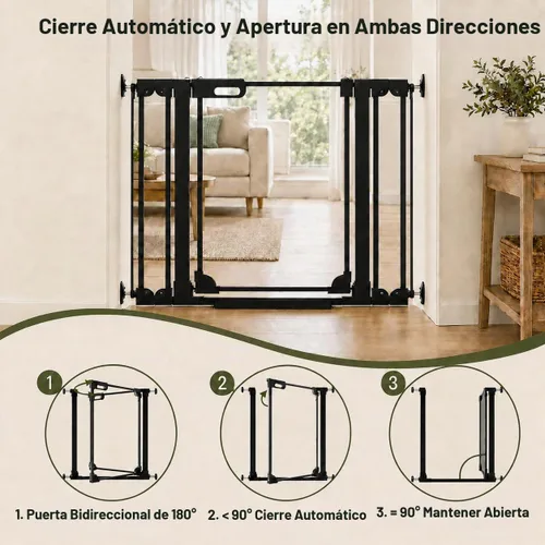 Vista 5 de WAOWAO Puerta transparente para bebés para escaleras, diseño moderno, acrílico con cierre automático, puerta para mascotas, 29.52-37.79 pulgadas