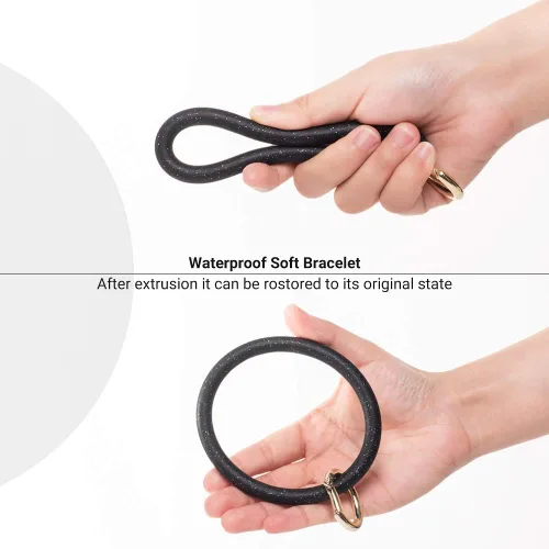Vista 3 de Llavero pulsera de silicona con borla para mujer y niña, estilo cadena