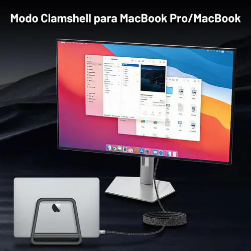 Vista 9 de Cable USB-C a DisplayPort de 3.3 pies (16 K a 60 Hz 8K a 120 Hz), cable USB C a DP 2.1 de 80 Gbps Thunderbolt 3/4/5 compatible con MacBook Pro/Air