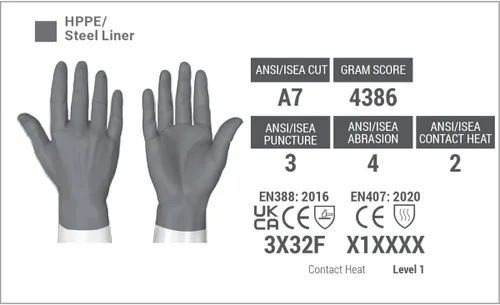 Vista 3 de HexArmor Traditional Style Leather Cut And Heat Resistant Work Gloves Chrome SLT ® Series 4066