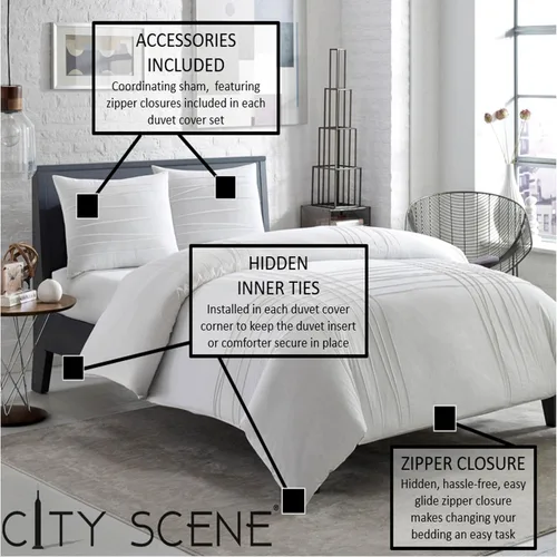 Vista 7 de City Scene - Juego de funda de edredón para cama individual, ropa de cama 100% algodón suave para comodidad durante todo el año, juego de cama de 2