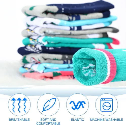 Vista 7 de Geyoga Calcetines de esquí para niños, 8 pares de calcetines de invierno cálidos y largos hasta la rodilla para nieve, esquí, snowboard y patinaje