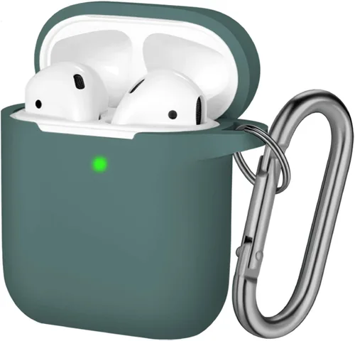 Vista 15 de Hamile Compatible con estuche de AirPods, funda protectora de silicona suave (LED frontal visible) diseñada para AirPods con accesorios de llavero