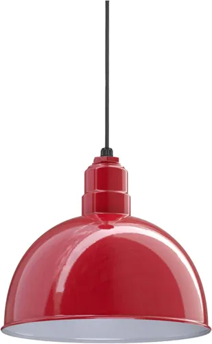 Vista 46 de Steel Lighting Co. Colgante de cuenco rosa Lámpara montada en el techo Cúpula de 15 pulgadas vástago de 12 pulgadas Estilo granero de acero