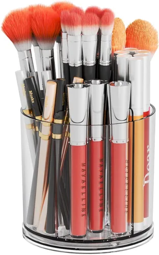 Vista 10 de Yieach Rotating Acrylic Makeup Brush Holder for Vanity,Bathroom Countertop,Round Makeup Brushes Organizer,Spinning Cosmetic Brushes Holder,Make up