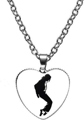 Vista 2 de XCFS 5 unids un conjunto de plata 925 plata plata corazón forma encanto MJ colgantes Michael Jackson ejército etiqueta cinco piezas collares