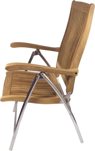 Vista 3 de SeaTeak Windrift - Silla plegable de 6 posiciones para exteriores, resistente a la intemperie, sillón de teca portátil con patas de acero inoxidable
