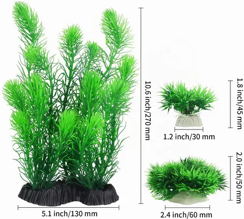 Vista 5 de MyLifeUNIT Plantas de acuario, decoraciones artificiales de acuario para decoración de peceras, paquete de 4
