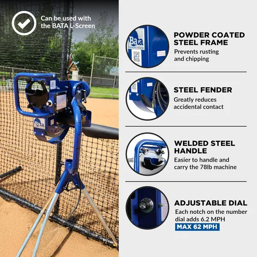 Vista 4 de BATA Baseball Wheel Pitching Machine, Youth and Adult Automatic Pitch Machine for Baseballs, Practice Training Equipment