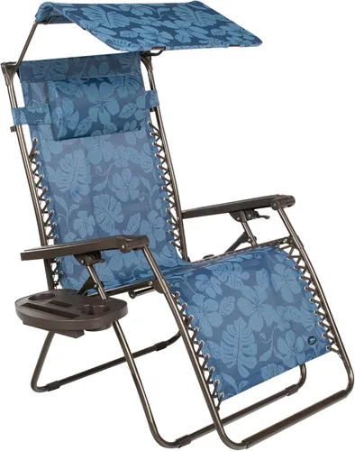 Vista 9 de Bliss Hammocks Silla de salón XL Zero Gravity, flor azul, 30 pulgadas de Azul Flores