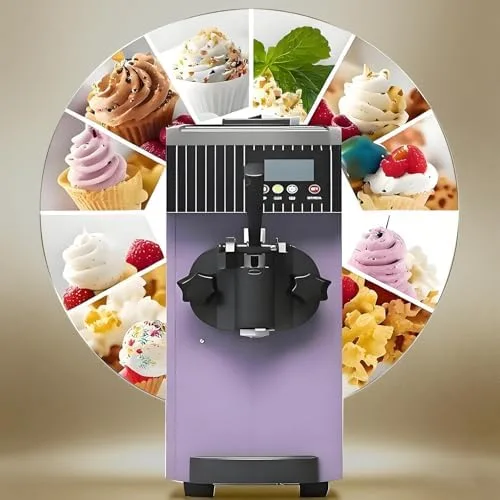 Vista 8 de Máquina comercial de helado suave, limpieza automática, panel LCD, máquina de postres de encimera para restaurantes, cafeterías y tiendas, perfecta