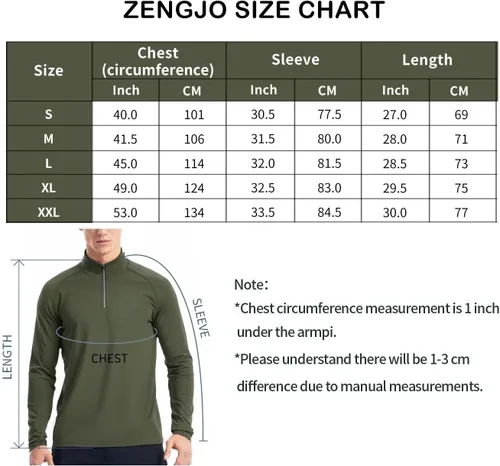 Vista 3 de Zengjo Sudadera de manga larga con cremallera de 14 para hombre