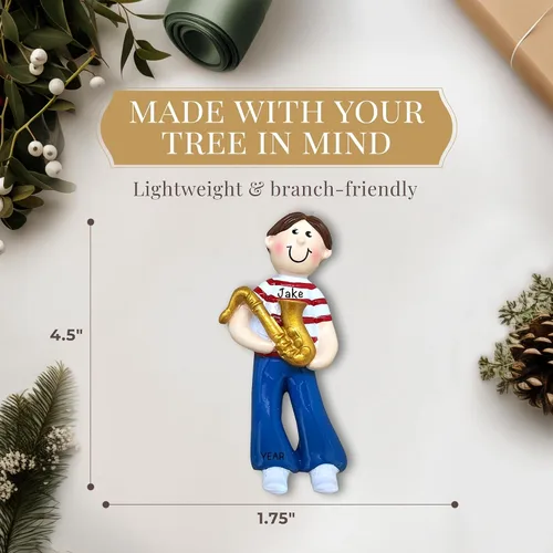 Vista 4 de Adorno de saxofón personalizado para niño 2025 Personalización gratuita las 24 horas Adornos musicales de Navidad para árbol Recuerdo