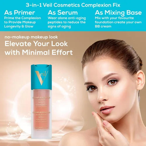 Vista 7 de Veil Cosmetics Imprimación 3 en 1 Sunset Light Suero, base de mezcla, imprimación Minimización de poros Hidrata, ilumina y calma Suaviza