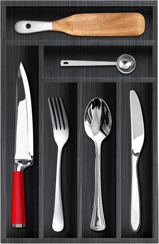 Vista 8 de Ayiaren Bandeja organizadora de cubiertos de madera pequeña, divisores estrechos para cajones de cocina, organizadores de utensilios