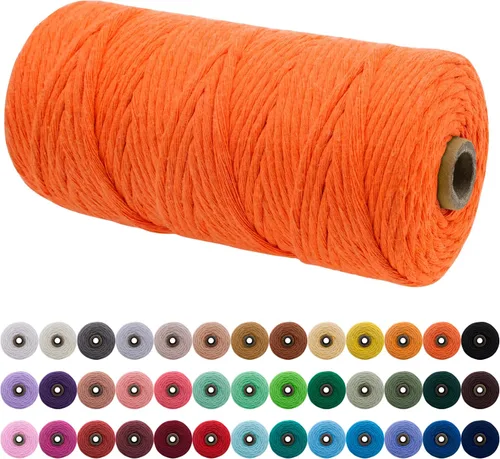 Vista 193 de JeogYong Cordón de macramé de un solo hilo 3 mm x 109 yardas (328 pies) Cuerda de algodón suave Hilo de macramé de 3 mm, suministros de macramé