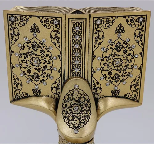 Vista 5 de Libro abierto del Corán Allah Muhammad – Decoración para el hogar, regalo de 6.25 x 4.5 pulgadas (dorado)