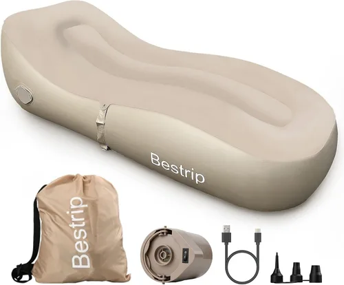 Vista 11 de Bestrip Sofá inflable con bomba incorporada – Sofá tumbona de aire de tamaño extra mejorado, cama portátil con bolsa de almacenamiento, cama