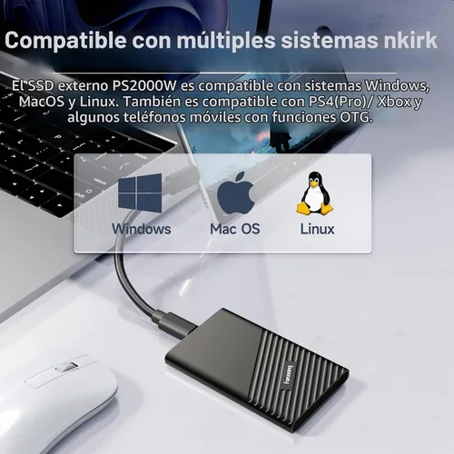 Vista 3 de fanxiang SSD externo portátil de 500 GB, hasta 2000 MB/s, unidad externa de estado sólido USB C, disco duro externo, USB 3.2 Gen2*2 Type-C SSD