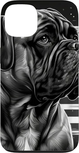 Vista 7 de iPhone 16 Bullmastiff Dog Black And White American Flag Bullmastiff Case