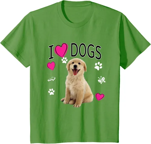 Vista 86 de Camiseta I Love Dogs - Camiseta Golden Labrador retriever, Azul Negro