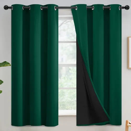Vista 171 de Yakamok Cortinas negras, cortinas de ventana con aislamiento térmico y eficiencia energética para dormitorio, cortinas opacas completas y cortinas