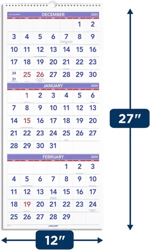 Vista 4 de AT-A-GLANCE Calendario de pared 2024, 12 x 27 pulgadas, grande, vertical, referencia de 3 meses (PM112824)