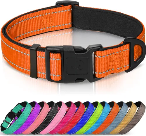 Vista 13 de Joytale - Collar reflectante para perro, collar de nailon transpirable con acolchado de neopreno suave para mascotas, ajustable para cachorros