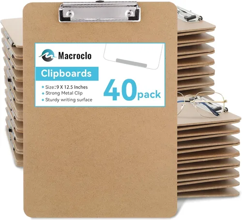 Vista 11 de Portapapeles de Madera, Tamaño Carta, Tablero de Clip de Fibra Dura 8.5x11 para Aula, Estudiantes, Niños, Profesores, Tamaño Estándar A4, 9" x 12.5