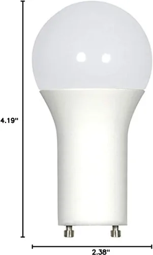 Vista 2 de Satco Bombilla LED S29841 GU24, A19, 3500K, regulable, 4.19 pulgadas, acabado blanco esmerilado