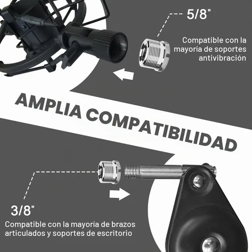 Vista 3 de Adaptador de tornillo de micrófono moleteado macho de 5/8 pulgadas a hembra de 3/8 pulgadas para soporte de micrófono de micrófono de 4 piezas