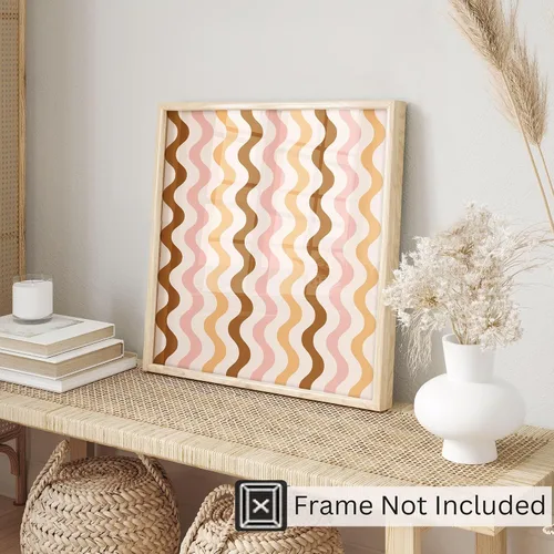 Vista 3 de Ethan Taylor Abstract Wall Art Prints Unframed Square Posters 'Retro 70s Hippie Chevron Pattern IV' Retro Home Décor for Living Room, Bedroom