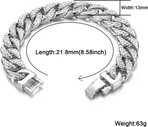 Vista 5 de Saintda Juego de cadena y pulsera de eslabones cubanos para hombres y mujeres, regalo de diamantes brillantes para niños, joyería de rapero hip hop