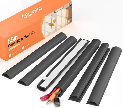 Vista 12 de Kit de ocultación de cables Delamu para pared con adhesivo, cubierta de alambre de múltiples funciones, 42.5 pulgadas para ocultar cables en Blanco