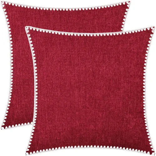 Vista 45 de BRAWARM Fundas de almohada 40x40 cm - Paquete de 2 fundas de almohada de chenilla negra, fundas de almohada de chenilla suave teñida sólida
