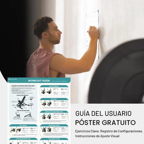 Vista 7 de Finer Form GLX Banco de pesas ajustable con extensión de piernas y máquina