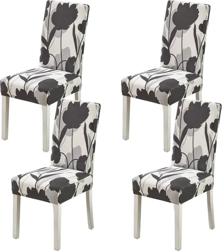 Vista 10 de HZDHCLH Juego de 4 fundas para sillas de comedor color burdeos, fundas elásticas de elastano para sillas Parsons, paquete de 4, fundas de asiento