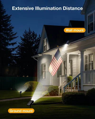 Vista 3 de Foco Solar para Exteriores Impermeable Iluminación LED de Acento para Paisaje para Patio, Árbol, Plantas, Paredes, Sendero, Jardín, Estatuas, Brillo
