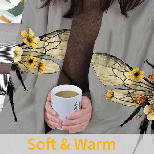 Vista 4 de JOOCAR Manta de franela bonita y esponjosa de abejorro, insecto, abejorro, abeja, acogedora y suave, manta de felpa para cama, sofá, sala de estar