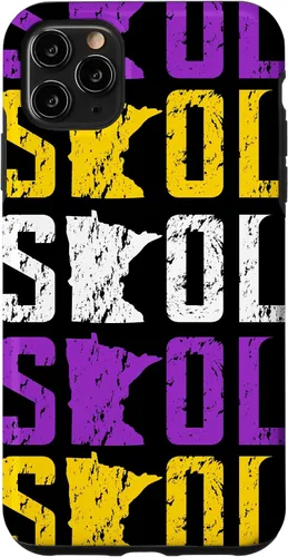 Vista 13 de Funda para iPhone 13 Pro Max SKOL envejecido vikingo vintage morado y amarillo sobre negro
