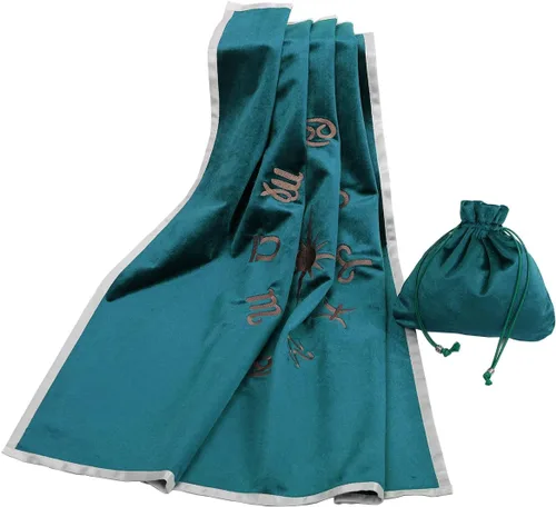 Vista 34 de BLESSUME Wizard Tarot Mantel y bolsa Cuadrado Azul Tarot Paño Negro