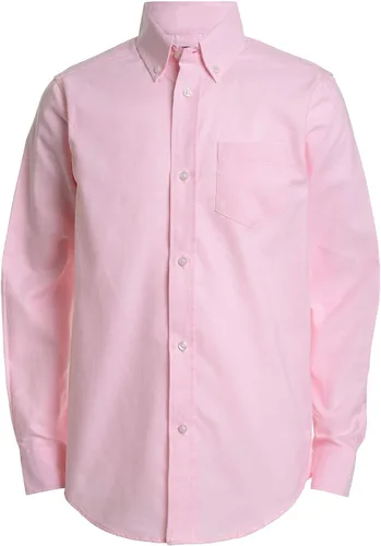 Vista 9 de IZOD - Camisa Oxford para niño de manga larga con botones, color sólido, cuello con bolsillo en el pecho Blanco clásico