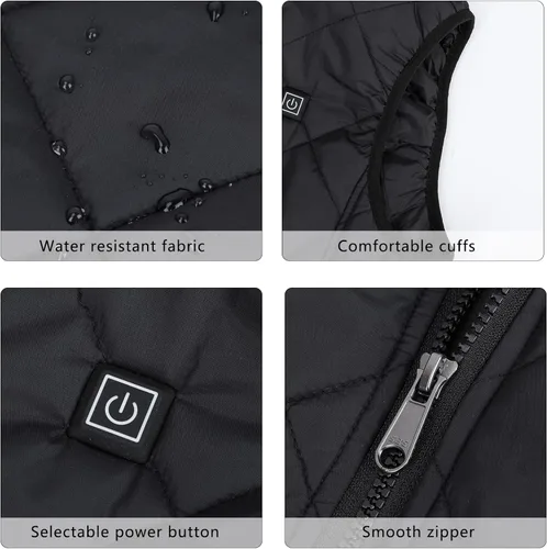Vista 5 de nomakk Womens Heated Vest with 3 Heating Levels 4 Heating ZonesNeck Heating Jacket Washable Batteries not included